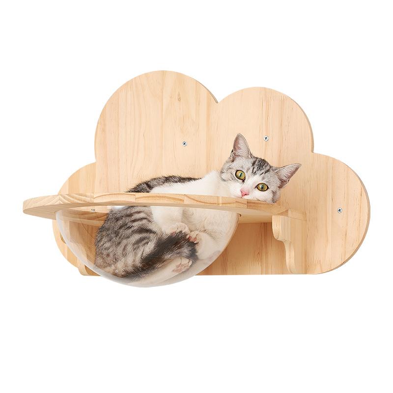 Wholesale High Quality Solid Wood Wall Mounted Cat Scratcher Shelf Cat Hammock Wall Mounted Cat Tree Wall Climbing Frame