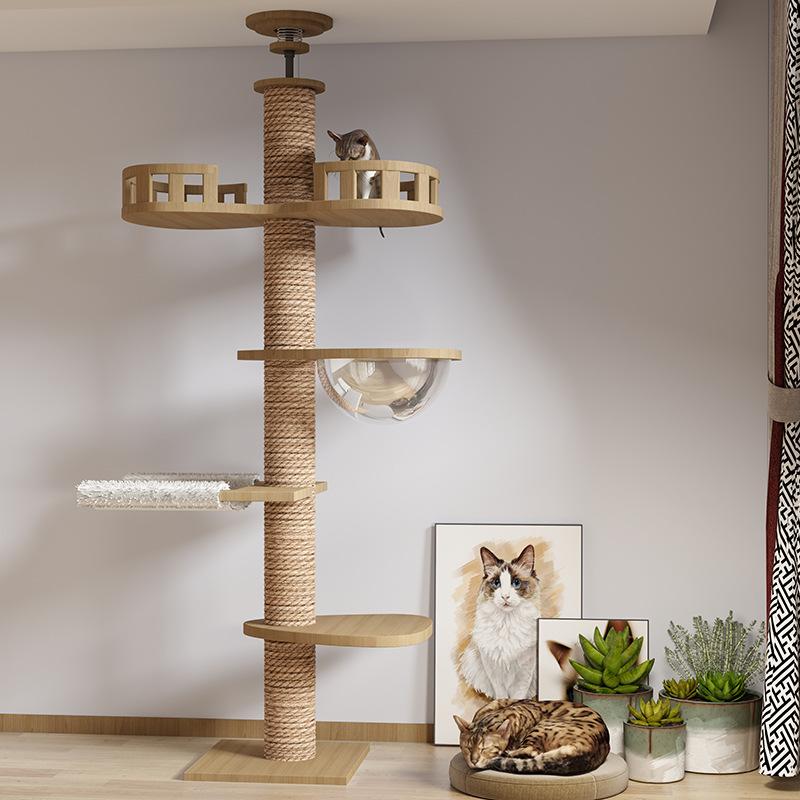 Modern Cat Ceiling Tree Tower Large Cats Condo Tree Play Furniture Scratcher Cat Climbing Frame Tree