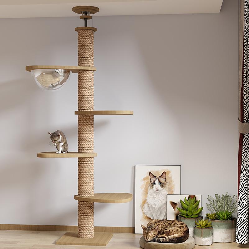 Modern Cat Ceiling Tree Tower Large Cats Condo Tree Play Furniture Scratcher Cat Climbing Frame Tree