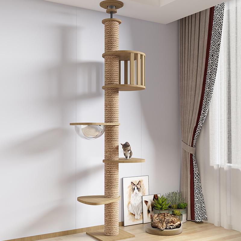 Modern Cat Ceiling Tree Tower Large Cats Condo Tree Play Furniture Scratcher Cat Climbing Frame Tree