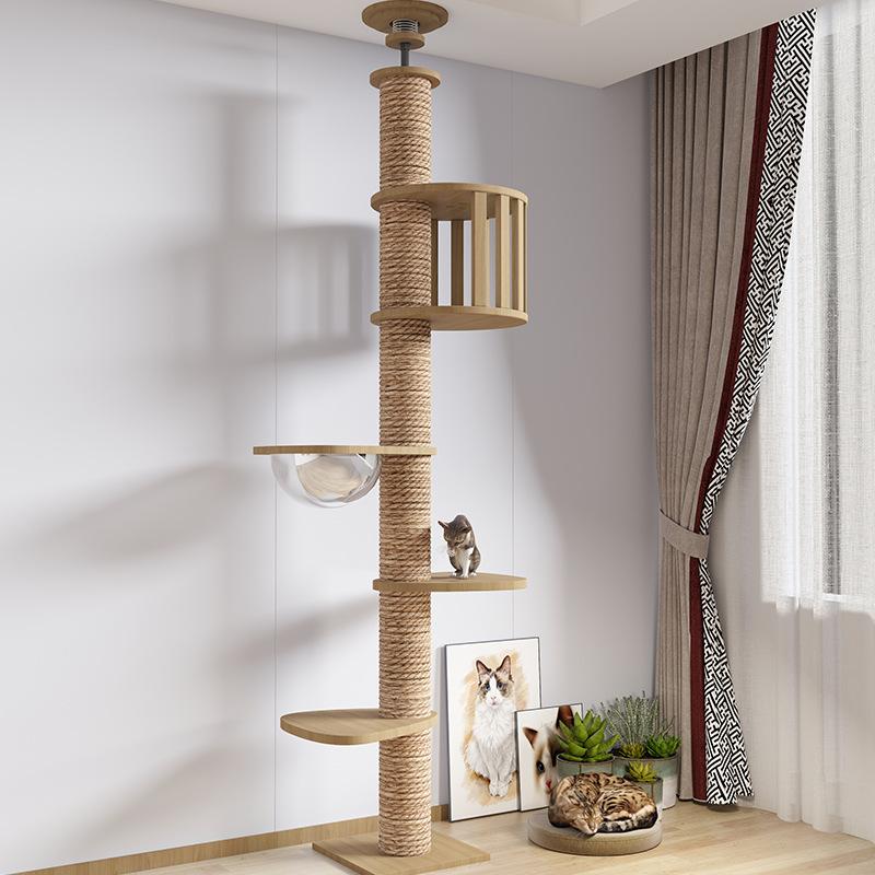 Modern Cat Ceiling Tree Tower Large Cats Condo Tree Play Furniture Scratcher Cat Climbing Frame Tree