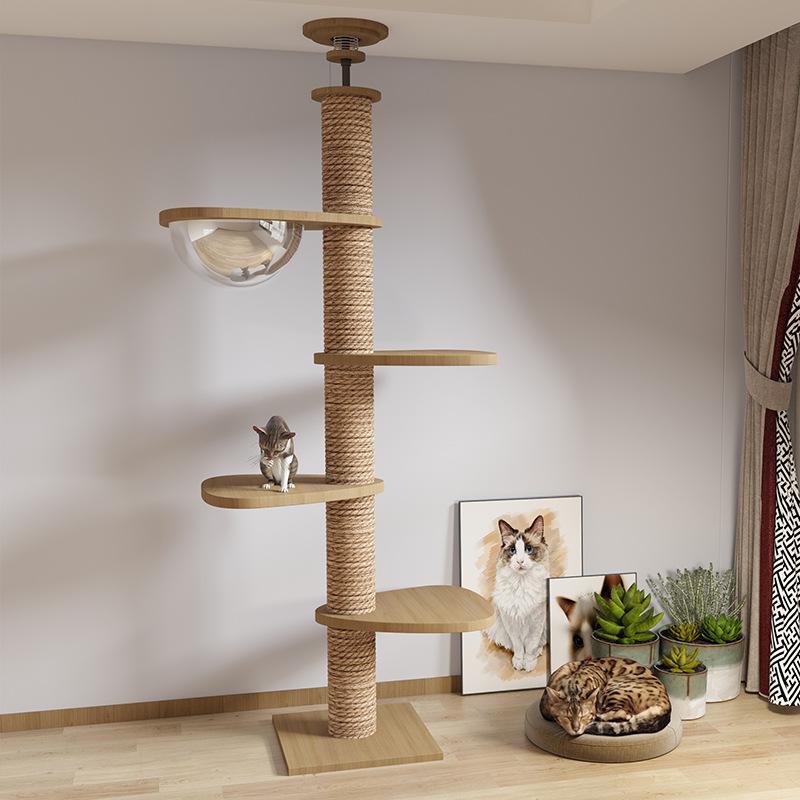 Modern Cat Ceiling Tree Tower Large Cats Condo Tree Play Furniture Scratcher Cat Climbing Frame Tree