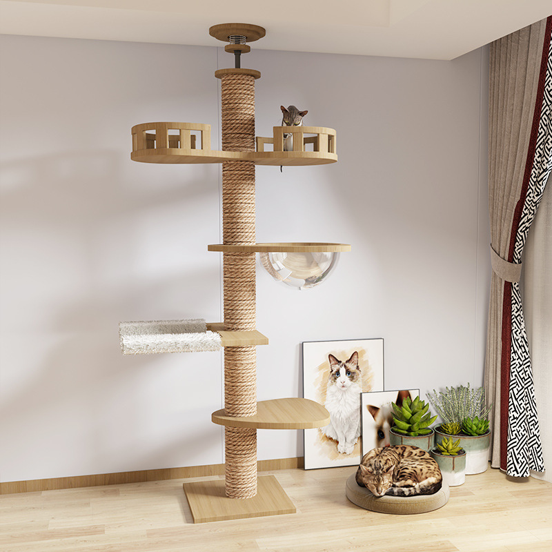 Petdom Large Cats Condo Trees Play Furniture Scratcher Modern Cat Ceiling Tree Tower Multi-Layer Cat Climbing Frame Tree