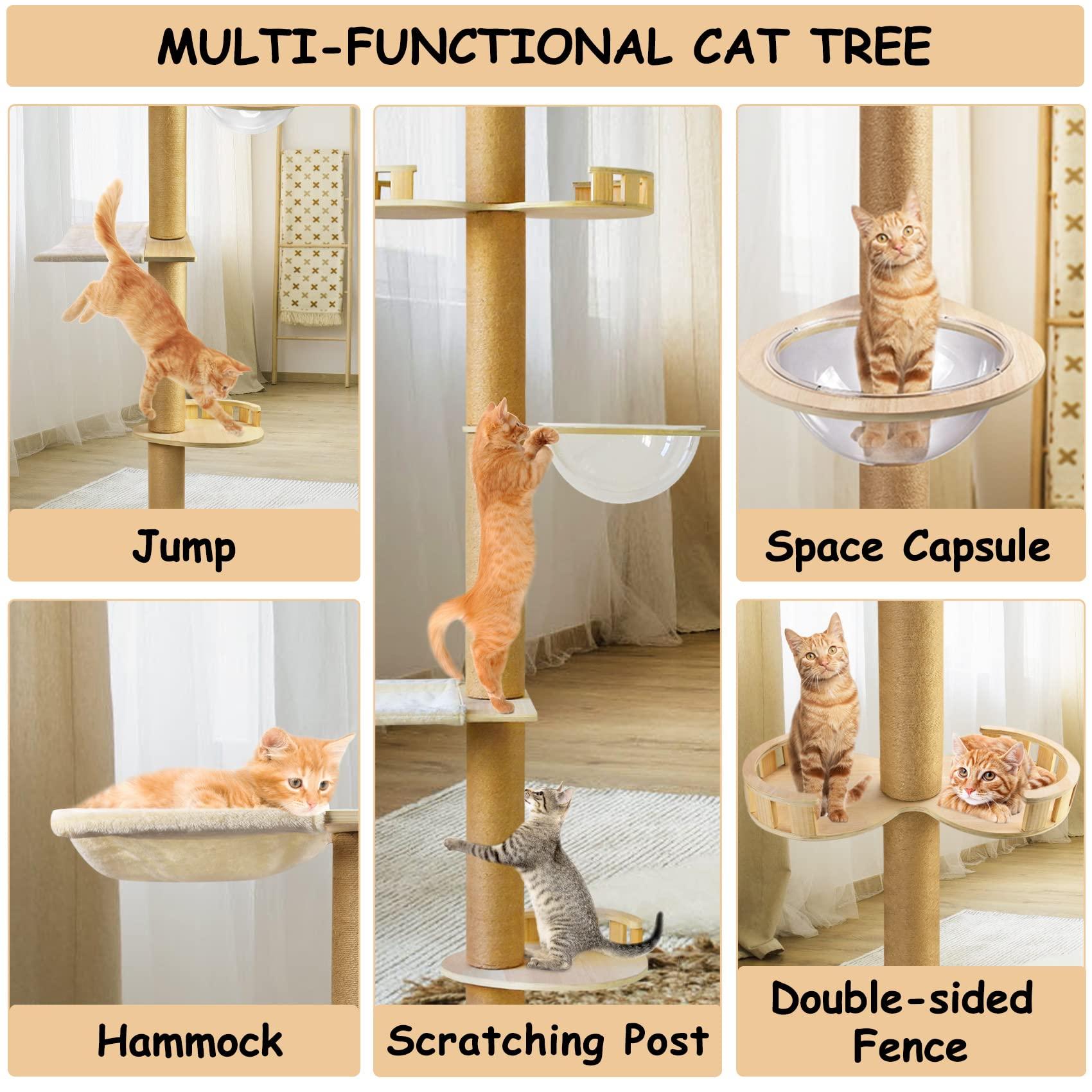 Petdom Large Cats Condo Trees Play Furniture Scratcher Modern Cat Ceiling Tree Tower Multi-Layer Cat Climbing Frame Tree