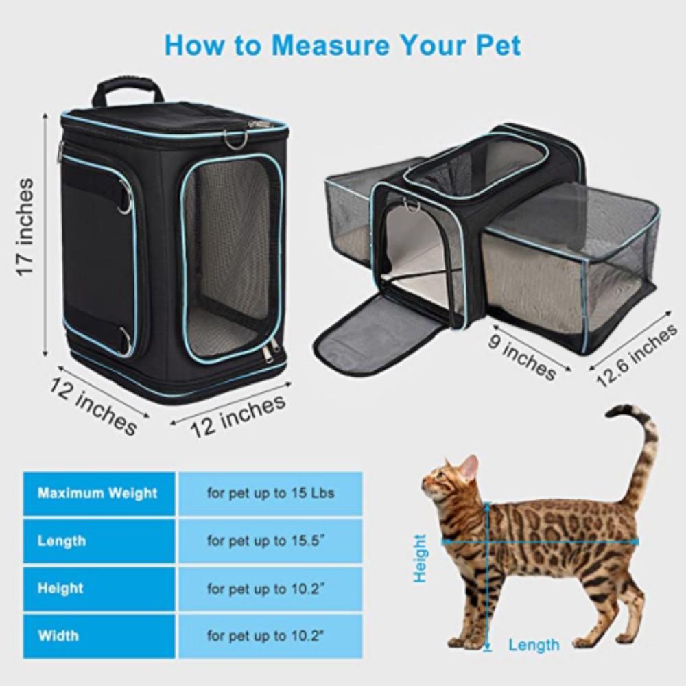 Convertible Pet Carrier Travel Backpack for Cats, Expandable Puppy Carrier Backpacks, 7 Ways to Carry, Ideal for Traveling