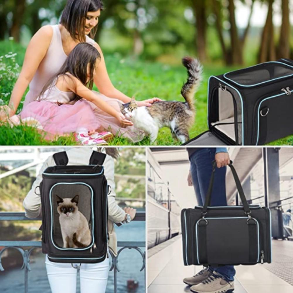 Convertible Pet Carrier Travel Backpack for Cats, Expandable Puppy Carrier Backpacks, 7 Ways to Carry, Ideal for Traveling