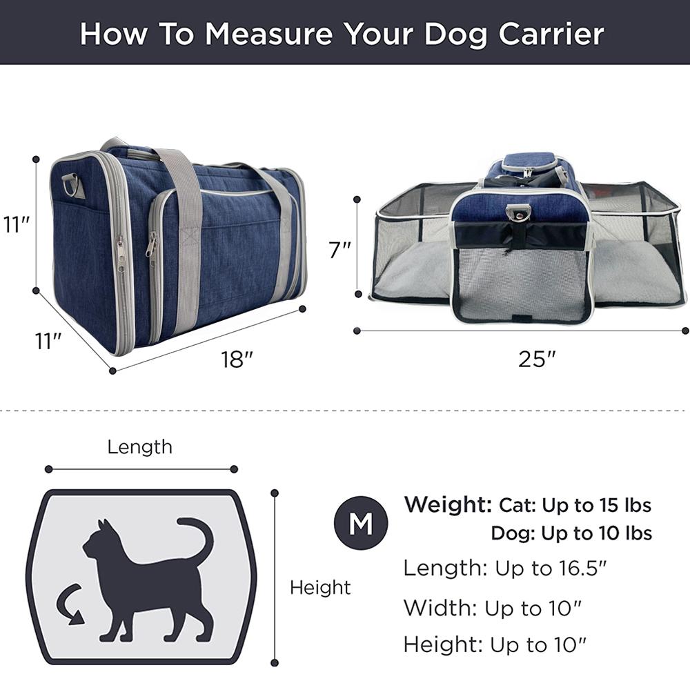 Airline Approved Cat Carrier - Expandable Pet Carrier, Travel Pet Carriers for Dogs, Soft-Sided Puppy Carriers with Soft Pad