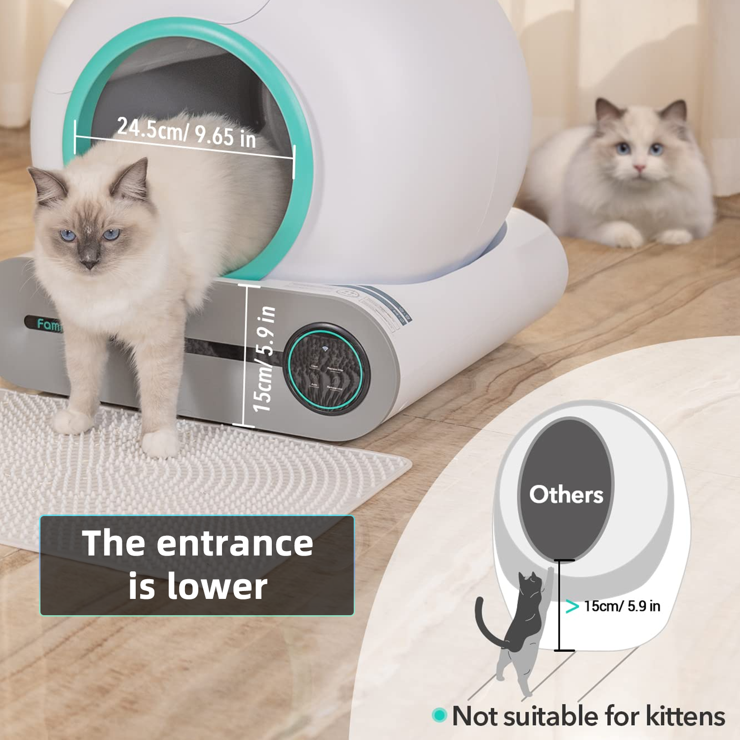Fast Delivery oem odm customized logo modern abs plastic cat automatic self cleaning litter box for cats