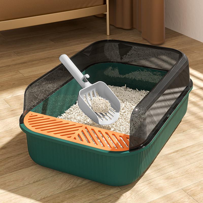 Large Capacity Cat Litter Box Semi-closed Plastic Sand Box for Cats Pet Toilet Anti Splash Cat Tray Cleaning Bath Basin Supplies
