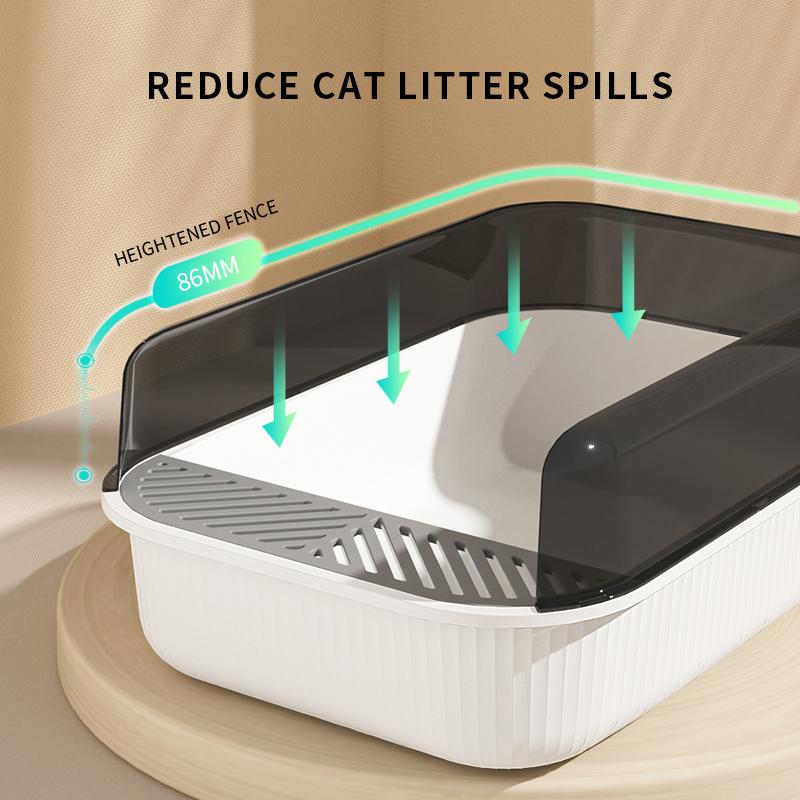 Large Capacity Cat Litter Box Semi-closed Plastic Sand Box for Cats Pet Toilet Anti Splash Cat Tray Cleaning Bath Basin Supplies