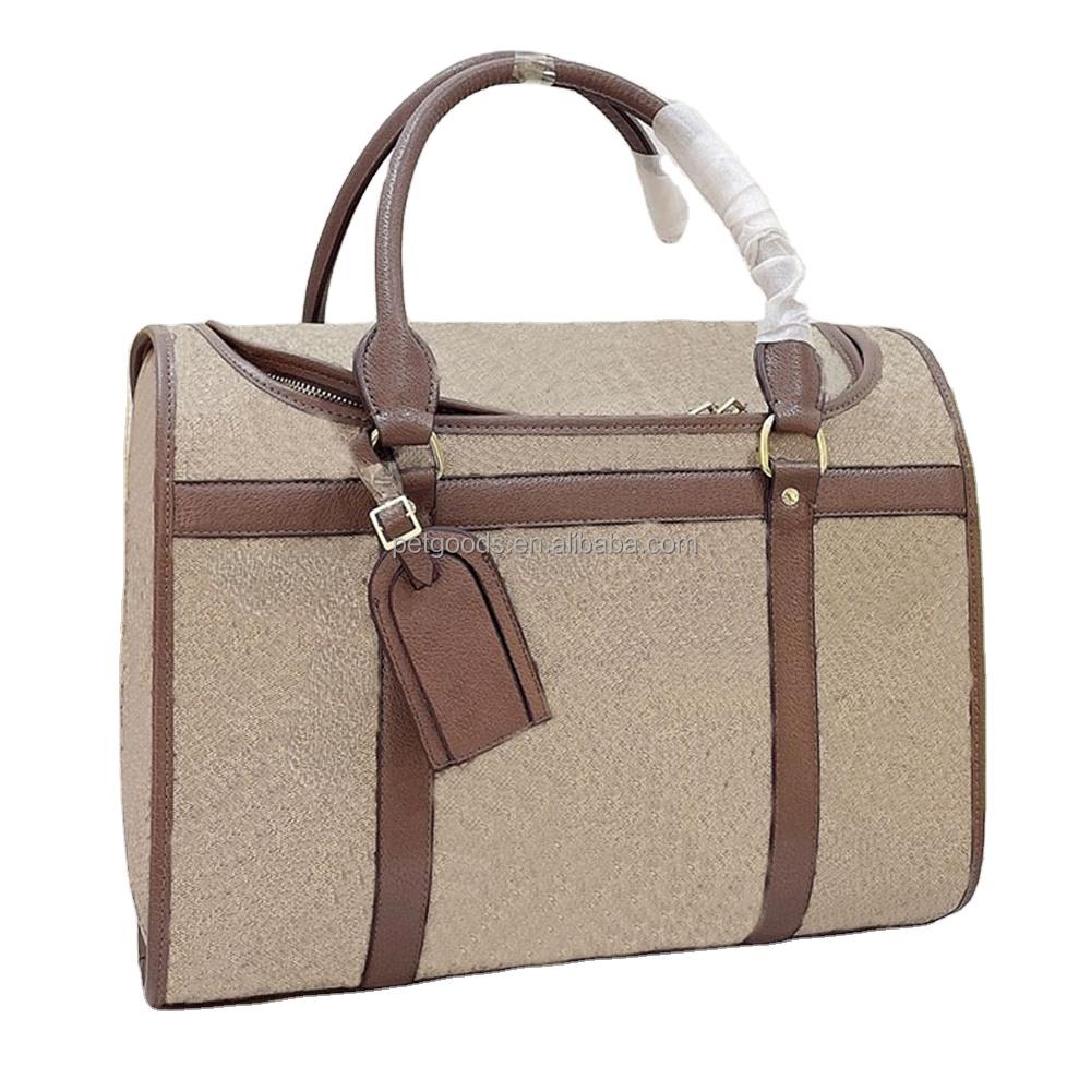 Dropshipping luxury brand pet dog carrier bag designer puppy travel bag fashion leather cat handbag pet bag wholesale NB-168