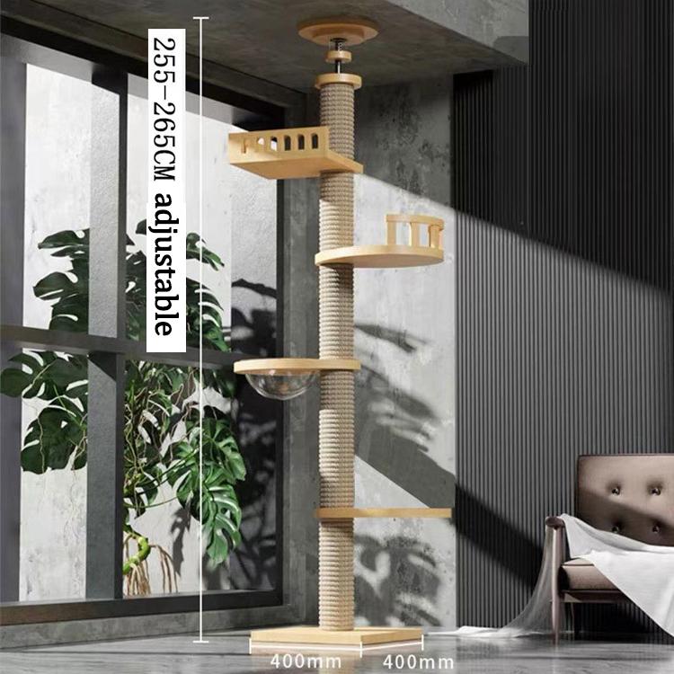 Gray yellow white custom sisal scratching design outdoor wall play towers & trees cat tree house