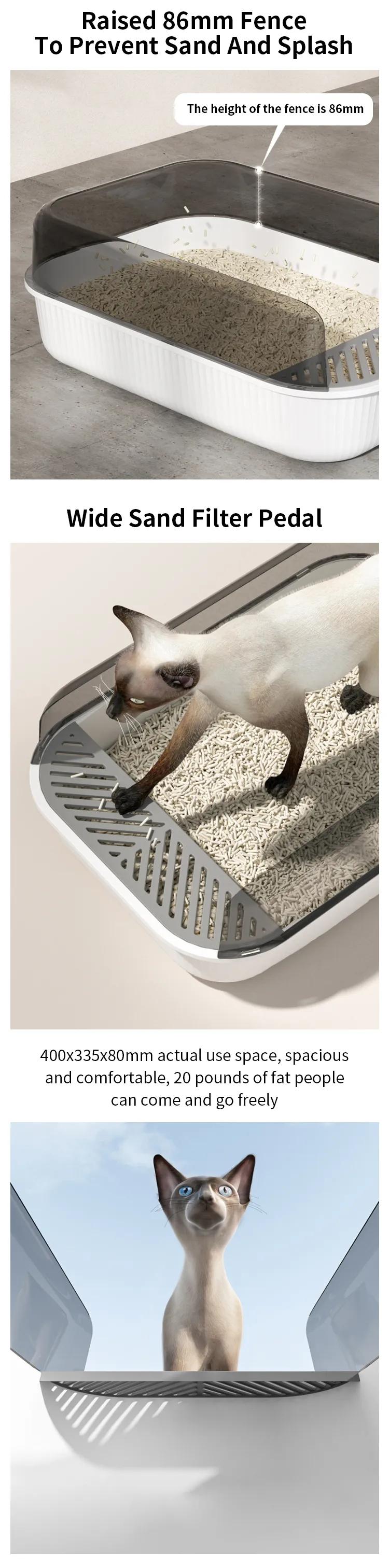 Semi-closed plastic litter box extra large anti-splash cat supplies simple plastic litter box pet cleaning supplies wholesale