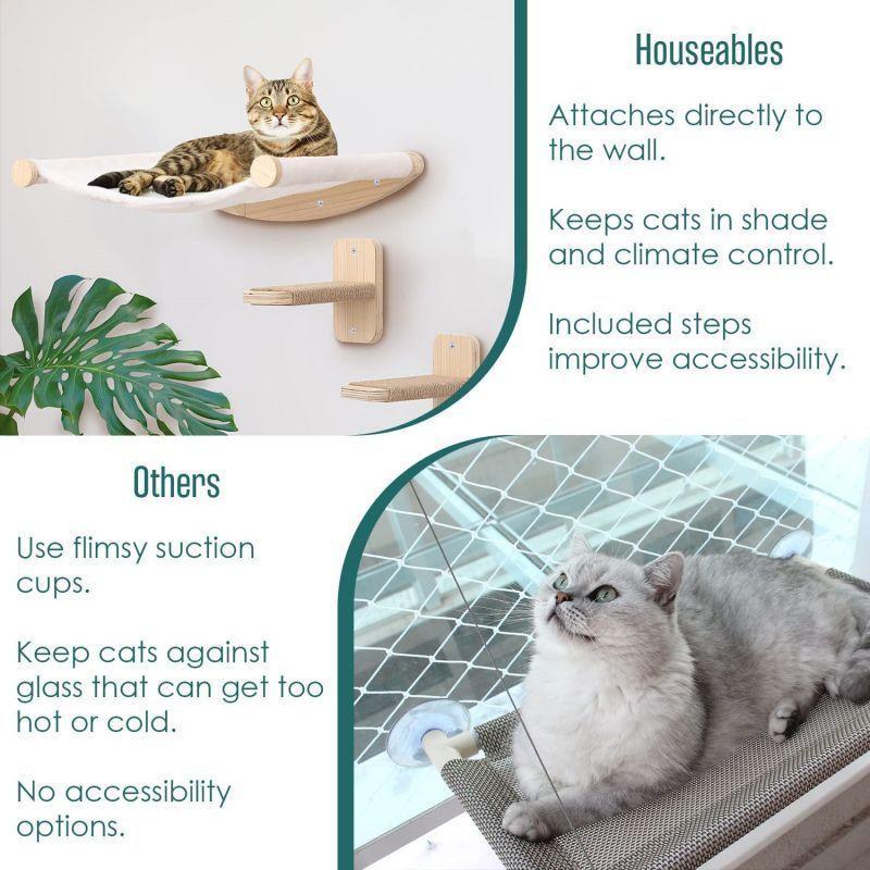CNLF Cats Wall Furniture Solid Wood Wall Mounted Hammock Climbing Steps Cats Shelves and Perches Indoor Climbing Frame  Cat Bed