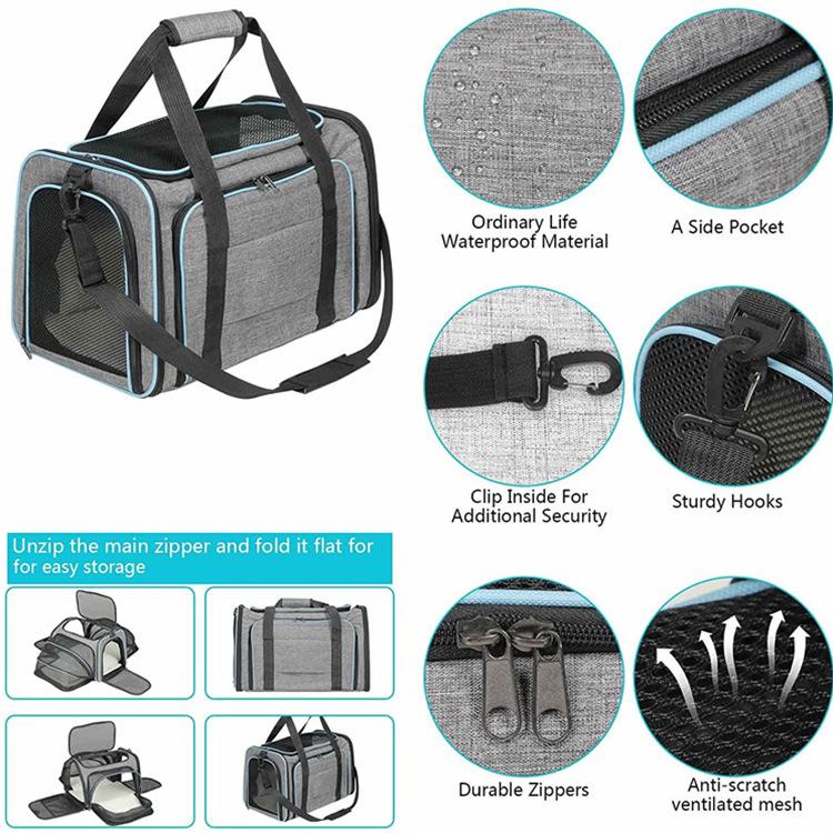 Wholesale Stretchable Expandable Breathable Mesh Hole Portable Travel Airline Approved Pet tote Bag Pet Carriers