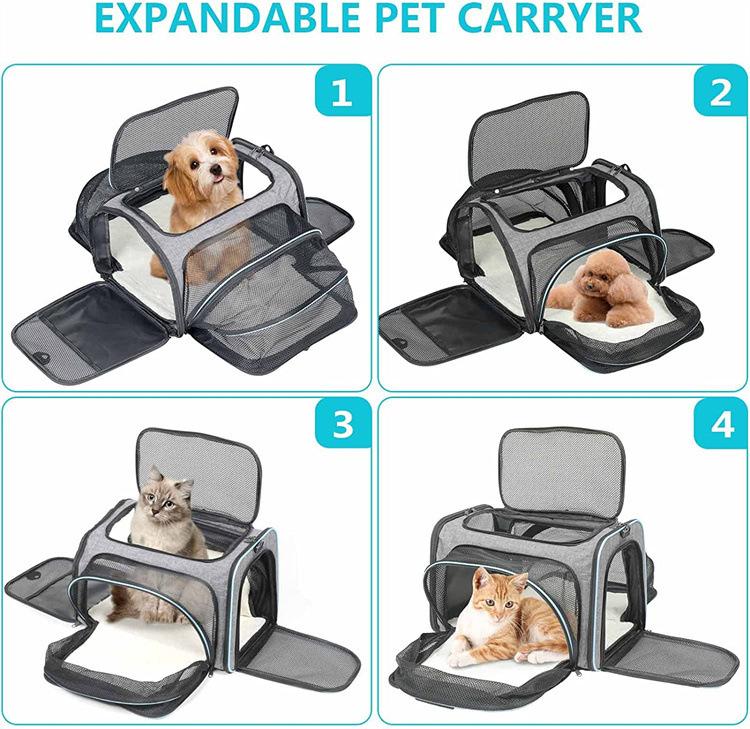 Wholesale Stretchable Expandable Breathable Mesh Hole Portable Travel Airline Approved Pet tote Bag Pet Carriers