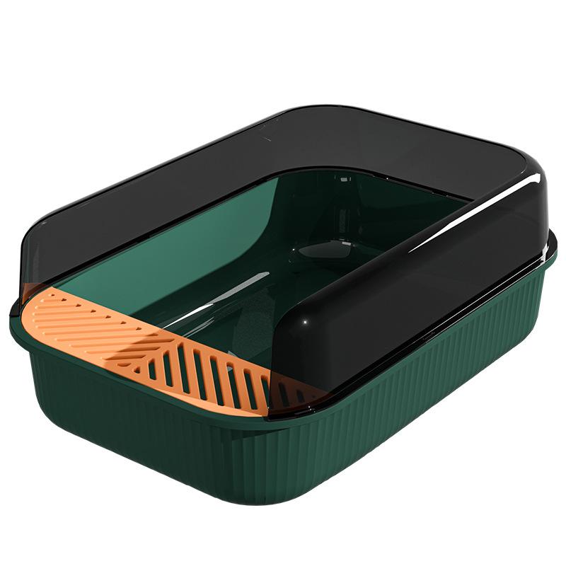 Semi-enclosed litter box Anti-splash cat toilet cat supplies cat poop basin collision color with simple pet supplies