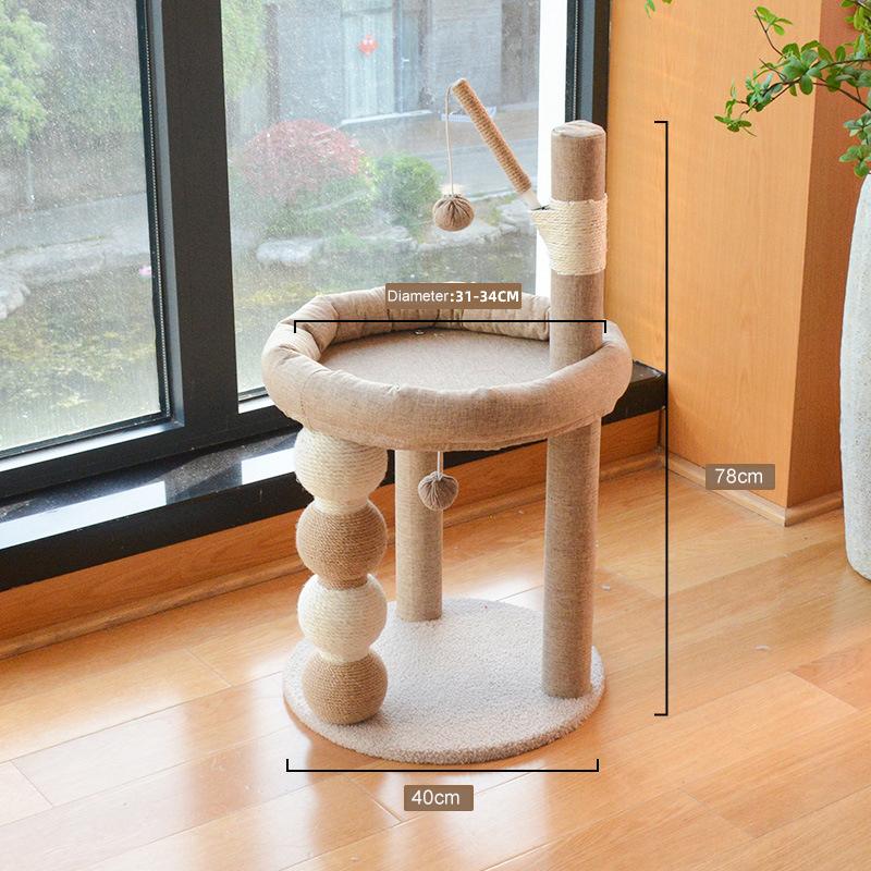 Indoor Pet Bed Toy Cat Scratcher Tree with Cute Sisal-Covered Cat Scratching Post Plush Ball for Kitten Cat Products