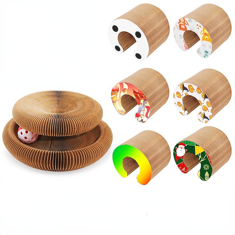 Shengfeng Corrugated Paper folding Magic Cat Scratch Cardboard Organ Board Cat Toy Magic Organ Cat Scratching Board with Ball