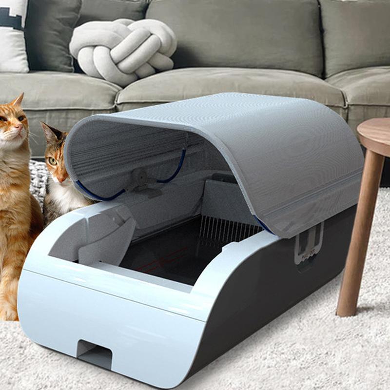 Self-cleaning Cat Litter Box Smart Cat Toilet Electronic Pet Toilet Semi-closed Automatic APP Control Cat Box with Pet Poop Bags