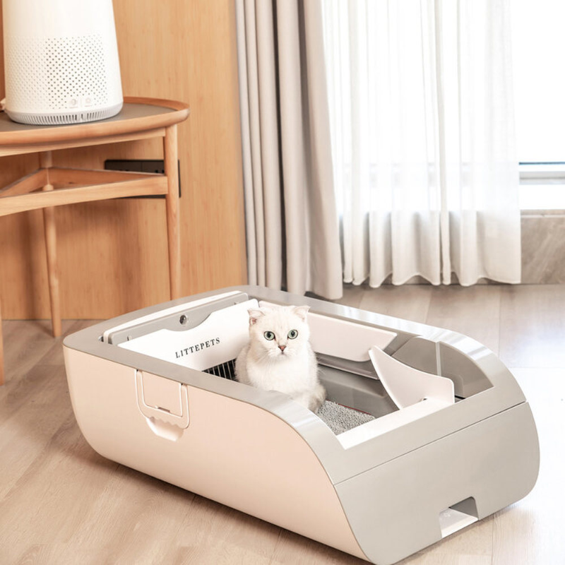 Self-cleaning Cat Litter Box Smart Cat Toilet Electronic Pet Toilet Semi-closed Automatic APP Control Cat Box with Pet Poop Bags