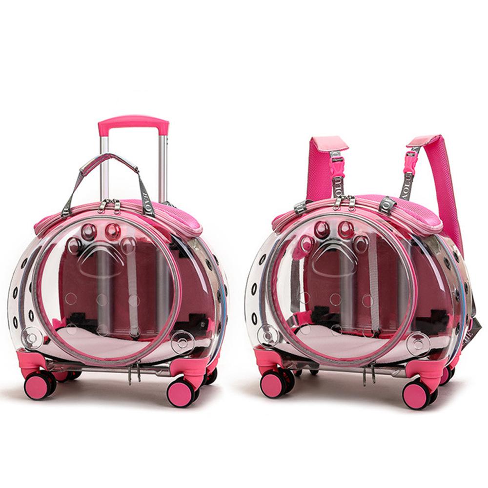 Fashion Pink Portable Clear View Trolley Dog Cat House Travel Backpack Pet Carrier