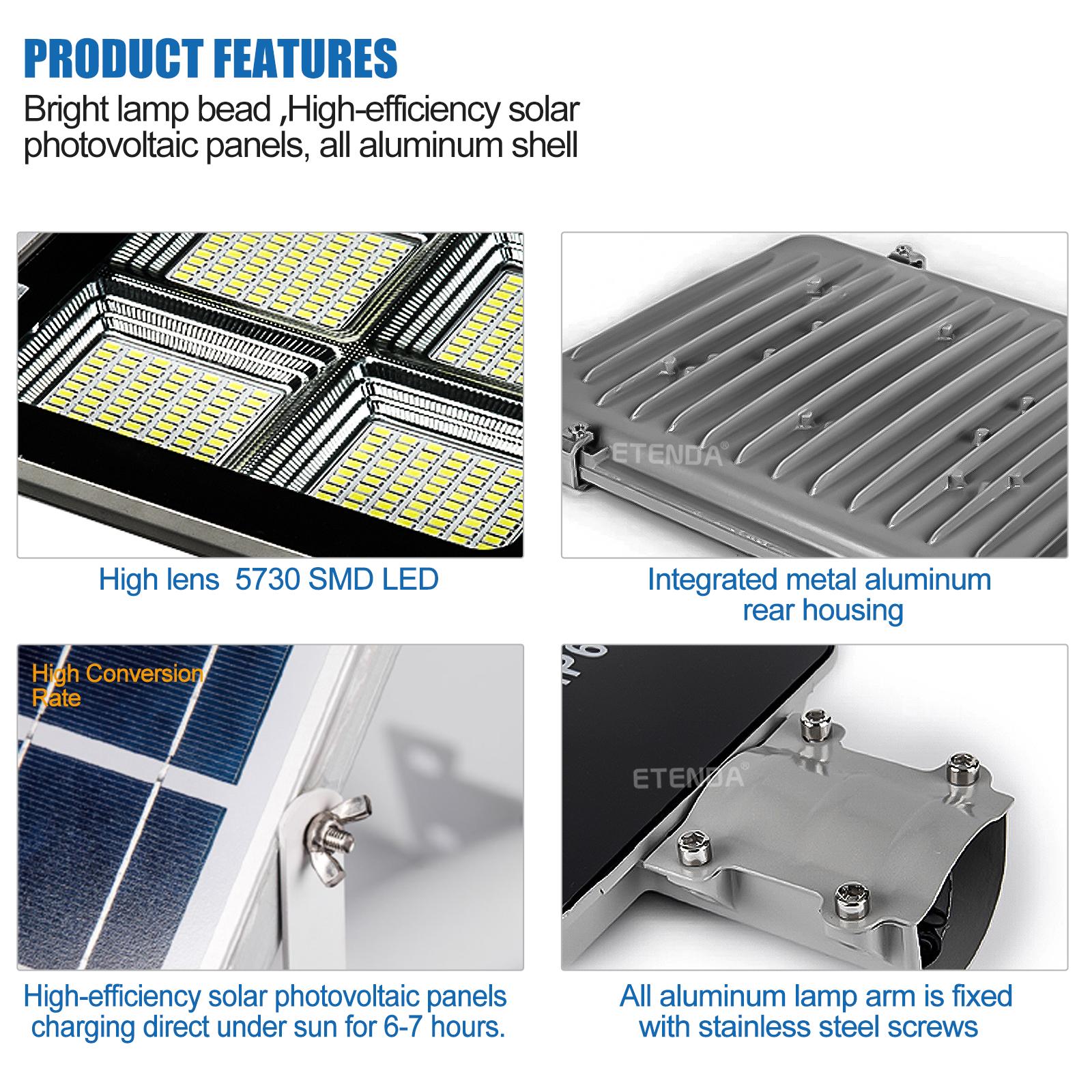 Waterproof Aluminum Solar Street Lamp 60W 100W 120W 240W 360W 500W 600W 1000W Outdoor Solar LED Street Lights