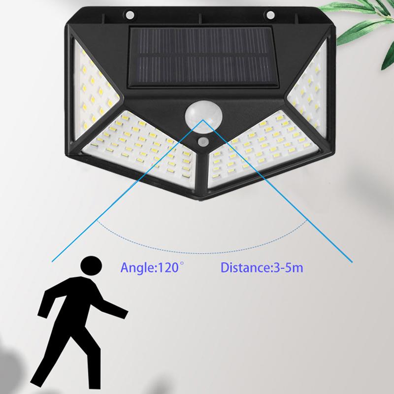 High Quality Cheap Price Outdoor Solar Powered Garden Lamp 100 LED Waterproof Motion Sensor Solar Wall Garden Lights