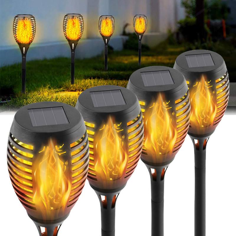 Solar Flame Touch Yard Lawn Decoration Lamp Light Pathway Ground Landscape Waterproof LED Torch Solar Garden Light Outdoor