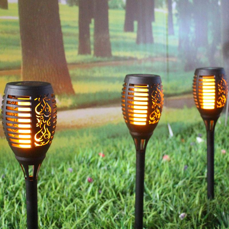Solar Flame Touch Yard Lawn Decoration Lamp Light Pathway Ground Landscape Waterproof LED Torch Solar Garden Light Outdoor