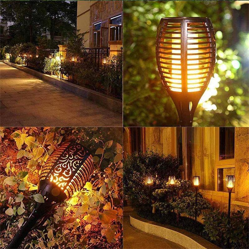Solar Flame Touch Yard Lawn Decoration Lamp Light Pathway Ground Landscape Waterproof LED Torch Solar Garden Light Outdoor