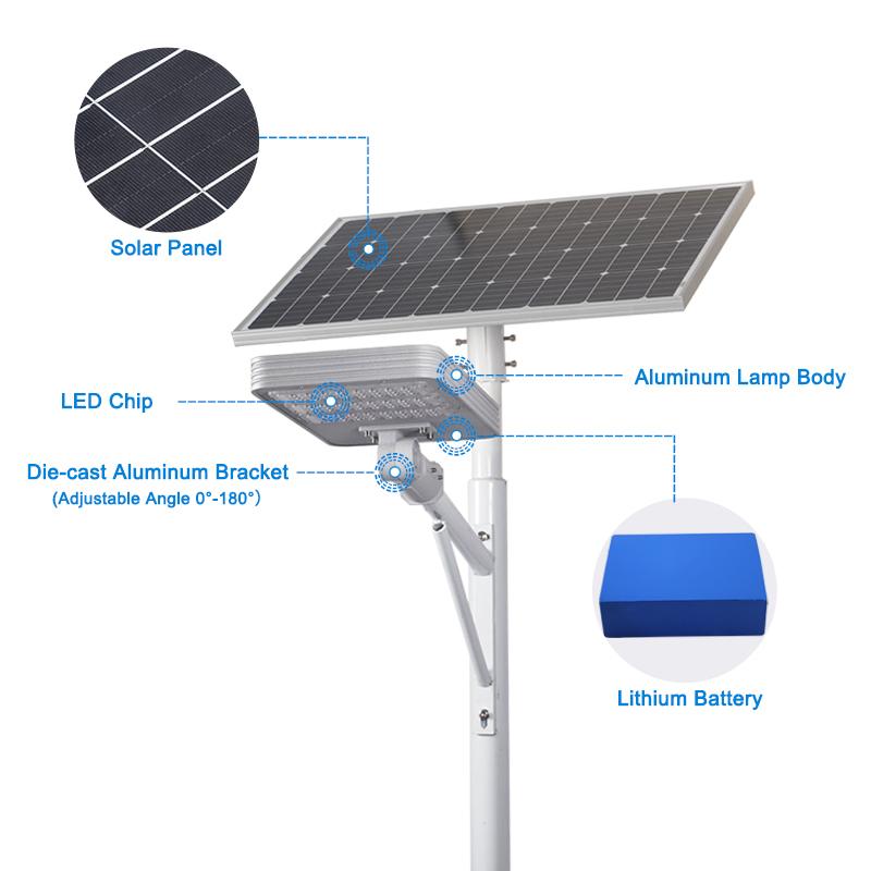 Commercial aluminum waterproof outdoor all in two led solar street light 80W 100W 120W