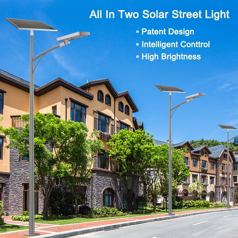 Commercial aluminum waterproof outdoor all in two led solar street light 80W 100W 120W