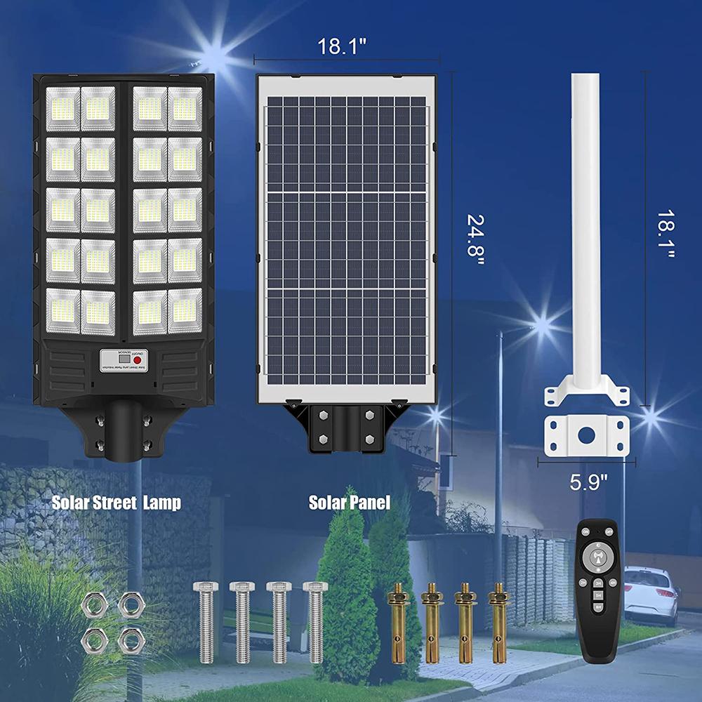 HOFOLED Aluminum Solar Street Light With Remote Control Outdoor IP65 Waterproof 600W 800W 1000W Solar Street Light