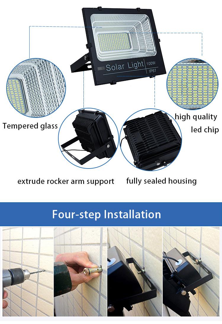 Anern high bright outdoor wall mounted solar light 100w