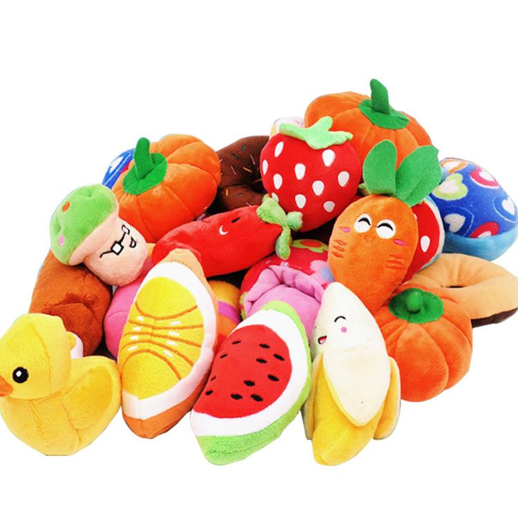 pet plush toys cute dog fruits dog squeaky toy