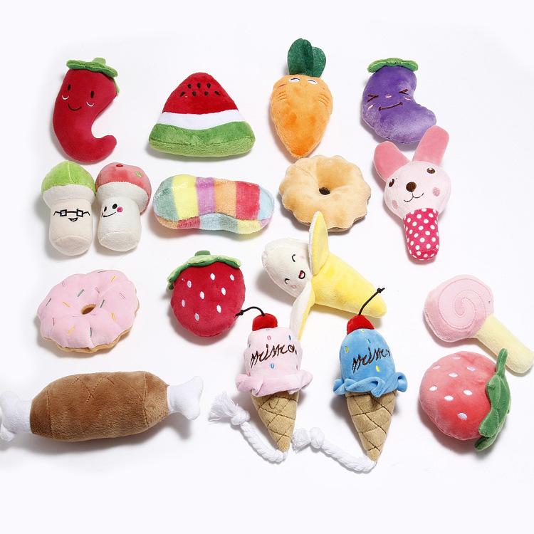 pet plush toys cute dog fruits dog squeaky toy